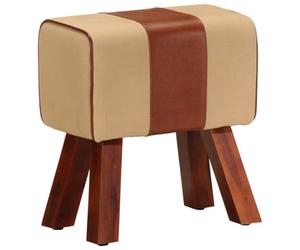 vidaXL Banc de Salon Repose-Pied de Couloir Tabouret de Salon Restaurant Bar Salle à Manger Maison Intérieur 38 cm Marron Toile et Cuir Véritable