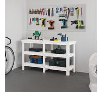 Banc de Travail, Table de Travail avec Etagères, Etabli en Bois, Banc de Rangement, Banc d'Outils, Blanc 142,5x50x80 823650
