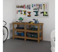 vidaXL Banc de travail Marron miel 142,5x50x80 cm Bois de pin massif