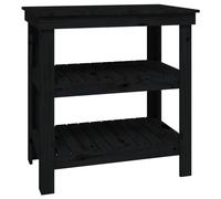 vidaXL Banc de travail Noir 78,5x50x80 cm Bois de pin massif