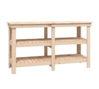 vidaXL Banc de Travail, Table de Travail avec Étagères, Établi en Bois, Banc de Rangement, Banc d'Outils, 142,5x50x80 cm Bois de Pin Massif