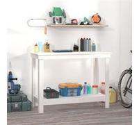 vidaXL Banc de Travail Table de Travail Poste de Travail Banc d'Outils Banc de Rangement Atelier Garage Blanc 110x50x80 cm 822502 Blanc G