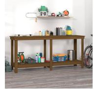 vidaXL Banc de Travail Table de Travail Poste de Travail Banc d'Outils Banc de Rangement Atelier Garage Marron Miel 822514