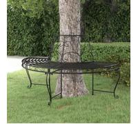 vidaXL Banc demi-circulaire tour d'arbre Ø160 cm Noir Acier 318824