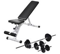 vidaXL Banc d'Entraînement avec Jeu d'Haltères et de Disques de Poids 30,5 kg 275351