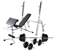 vidaXL Banc d'Entraînement et Support de Poids Jeu d'Haltères 60,5 kg Sport 275362