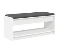 vidaXL Banc d'entrée avec Coussin avec étagère Blanc 103 x 38 x 45 cm, Banc d'entrée, rectangulaire, Design Moderne, Coussin en Tissu, Rangement Durable, Assise Confortable