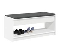 vidaXL Banc d'entrée avec Coussin avec étagère Blanc 103 x 38 x 45 cm, Banc d'entrée, rectangulaire, Design Moderne, Coussin en Tissu, Rangement Durable, Assise Confortable