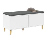 vidaXL Banc d'entrée avec Coussin avec Stockage Blanc 100 x 38 x 46 cm, Autre, Rectangulaire, Style Contemporain, Rangement Abondant, Design Élégant pour Espaces Modernes