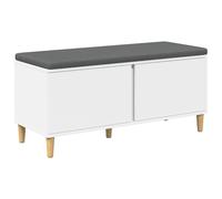 vidaXL Banc d'entrée avec Coussin avec Stockage Blanc 100 x 38 x 46 cm, Autre, Rectangulaire, Style Contemporain, Rangement Abondant, Design Élégant pour Espaces Modernes