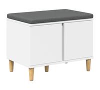 vidaXL Banc d'entrée avec Coussin avec Stockage Blanc 60 x 38 x 46 cm, Autre, Rectangulaire, Style Contemporain, Rangement Abondant, Design Élégant pour Espaces Modernes