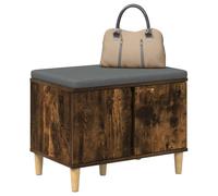 vidaXL Banc d'entrée avec Coussin Chêne fumé 60 x 38 x 46 cm, Autre, Rectangulaire, Style Contemporain, Rangement Abondant, Design Élégant pour Espaces Modernes