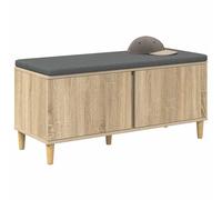 vidaXL Banc d'entrée avec coussin Chêne Sonoma 100 x 38 x 46 cm Contemporain, rangement abondant