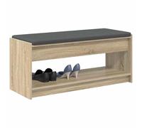 vidaXL Banc d'entrée – Chêne Sonoma avec coussin tissu, rangement – 103×38×45 cm