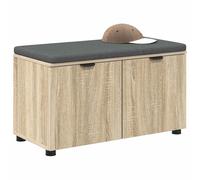 vidaXL Banc d'entrée Chêne Sonoma avec coussin et rangement, design moderne 80 x 46 x 46 cm