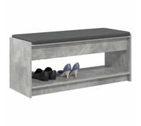 vidaXL Banc d'entrée 103 x 38 x 45 cm - Coussin tissu gris béton, rectangulaire, rangement durable