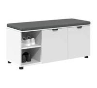 vidaXL Banc d'entrée avec coussin Uni Blanc 100 x 38 x 46 cm, Rangement sous le banc, Design moderne rectangulaire, Étagère robuste, pour organiser vos affaires, Utilisation polyvalente, Look stylé, C