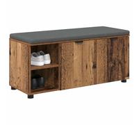 vidaXL Banc d'entrée avec coussin Uni Bois ancien 100 x 38 x 46 cm, Rangement sous le banc, Design moderne rectangulaire, Étagère robuste, pour organiser vos affaires, Utilisation polyvalente, Look st