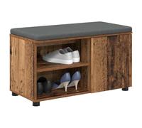 vidaXL Banc d'entrée avec coussin Uni Bois ancien 80 x 38 x 46 cm, Rangement sous le banc, Design moderne rectangulaire, Étagère robuste, pour organiser vos affaires, Utilisation polyvalente, Look sty