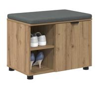 vidaXL Banc d'entrée avec coussin Uni Chêne artisanal 60 x 38 x 46 cm, Rangement sous le banc, Design moderne rectangulaire, Étagère robuste, pour organiser vos affaires, Utilisation polyvalente, Look