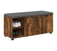 vidaXL Banc d'entrée Uni avec coussin – Chêne fumé 100 x 38 x 46 cm, rangement sous le banc