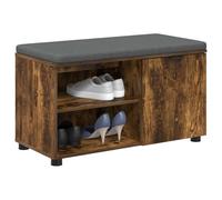 vidaXL Banc d'entrée avec coussin Uni Chêne fumé 80 x 38 x 46 cm, Rangement sous le banc, Design moderne rectangulaire, Étagère robuste, pour organiser vos affaires, Utilisation polyvalente, Look styl