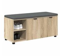 vidaXL Banc d'entrée avec coussin Uni Chêne Sonoma 100 x 38 x 46 cm, Rangement sous le banc, Design moderne rectangulaire, Étagère robuste, pour organiser vos affaires, Utilisation polyvalente, Look s