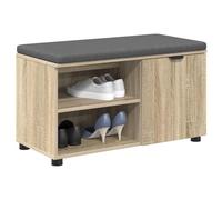 vidaXL Banc d'entrée avec coussin Uni Chêne Sonoma 80 x 38 x 46 cm, Rangement sous le banc, Design moderne rectangulaire, Étagère robuste, pour organiser vos affaires, Utilisation polyvalente, Look st