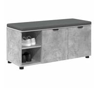 vidaXL Banc d'entrée avec coussin Uni Gris béton 100 x 38 x 46 cm, Rangement sous le banc, Design moderne rectangulaire, Étagère robuste, pour organiser vos affaires, Utilisation polyvalente, Look sty