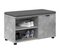 vidaXL Banc d'entrée avec coussin Uni Gris béton 80 x 38 x 46 cm, Rangement sous le banc, Design moderne rectangulaire, Étagère robuste, pour organiser vos affaires, Utilisation polyvalente, Look styl