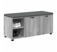 vidaXL Banc d'entrée avec coussin Uni Gris Sonoma 100 x 38 x 46 cm, Rangement sous le banc, Design moderne rectangulaire, Étagère robuste, pour organiser vos affaires, Utilisation polyvalente, Look st
