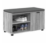 vidaXL Banc d'entrée avec coussin Uni Gris Sonoma 80 x 38 x 46 cm, Rangement sous le banc, Design moderne rectangulaire, Étagère robuste, pour organiser vos affaires, Utilisation polyvalente, Look sty