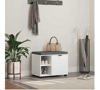 VidaXL Banc d'entrée blanc avec rangement et coussin 60 x 38 x 46 cm - Bois, finition mate