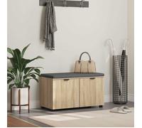 vidaXL Banc d'entrée Chêne Sonoma avec coussin et rangement, design moderne 80 x 46 x 46 cm