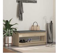 vidaXL Banc d'entrée – Chêne Sonoma avec coussin tissu, rangement – 103×38×45 cm