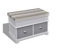 vidaXL Banc d'entrée et de rangement avec coussin gris 2 tiroirs Blanc