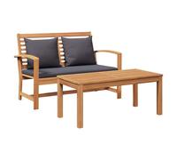 vidaXL Banc d'extérieur en Teck Naturel et Gris foncé, 110 x 64 x 77 cm, en Bois Massif. Il a Un Coussin Bien Confortable et a Une Texture Lisse. Parfait pour Le Jardin, Le Balcon ou Le Patio. Faut j