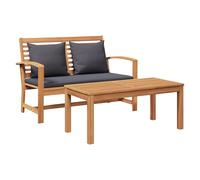 vidaXL Banc d'extérieur en Teck Naturel et Gris foncé, 110 x 64 x 77 cm, en Bois Massif. Il a Un Coussin Bien Confortable et a Une Texture Lisse. Parfait pour Le Jardin, Le Balcon ou Le Patio. Faut j