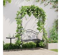 Vidaxl Banc D'extérieur Noir Noir Métal Grand Détails Décoratifs