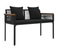 vidaXL Banc extérieur 2 -Seater 117 x 54 x 74.5 cm polyrotin Noir