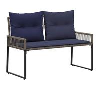 Vidaxl Banc Extérieur Avec Coussin 4 Pcs Gris Et Bleu Marine Polyrotin