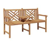 vidaXL Banc extérieur en Teck Massif, Finition Marron Rustique, Dimensions 150 x 60 x 90 cm, Surface Lisse, Design Ergonomique, Grain Naturel, accoudoirs à 66 cm de Hauteur, Pieds carrés, Charge Max