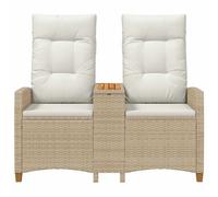 Vidaxl Banc Inclinable Avec Table Beige Et Blanc Crème Polyrotin