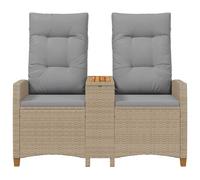 vidaXL Banc inclinable avec table Beige et Gris clair polyrotin
