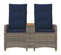 Vidaxl Banc Inclinable Avec Table Gris Et Bleu Marine Polyrotin