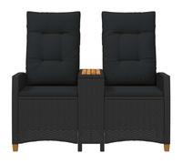 Vidaxl Banc Inclinable Avec Table Noir 126 X 65 X 112 Cm Polyrotin