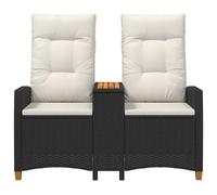 Vidaxl Banc Inclinable Avec Table Noir Et Blanc Crème Polyrotin