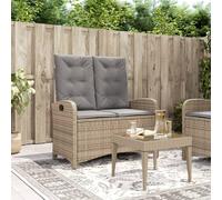 Vidaxl Banc Inclinable De Jardin Avec Coussins Beige Résine Tressée