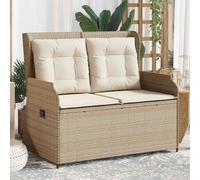 Vidaxl Banc Inclinable De Jardin Avec Coussins Beige Résine Tressée
