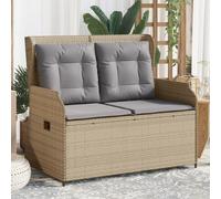 Vidaxl Banc Inclinable De Jardin Avec Coussins Beige Résine Tressée